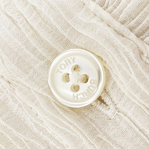 Tory Burch Deneuve Ruffle-Trim Dress Size 2 New Ivory Plissé" Fabric Ruffle EUC - Picture 6 of 10